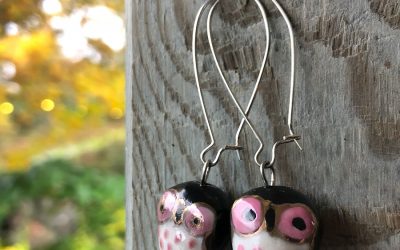 Earrings owl – black