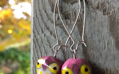Earrings owl – pink