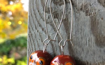 Earrings owl- rust